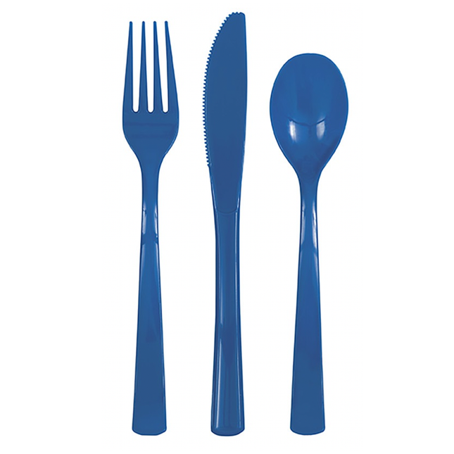 Royal Blue Solid Assorted Plastic Cutlery, 18ct