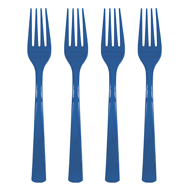 Royal Blue Solid Plastic Forks, 18ct