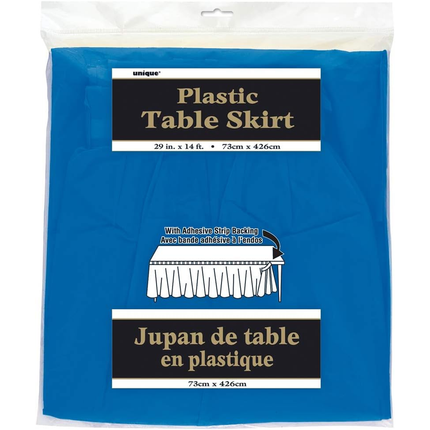 Royal Blue Solid Plastic Table Skirt, 29" x 14 ft