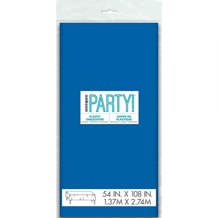 Royal Blue Solid Rectangular Plastic Table Cover, 54" x 108"