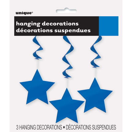 Royal Blue Solid Hanging Swirl Decorations, 26", 3ct