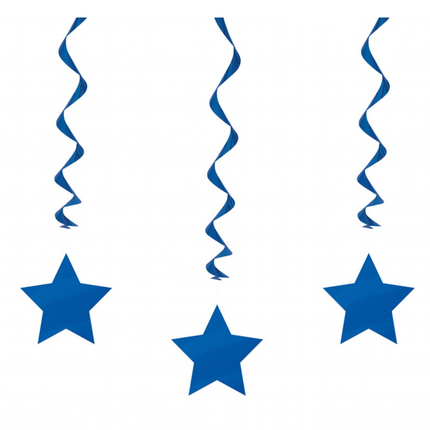Royal Blue Solid Hanging Swirl Decorations, 26", 3ct