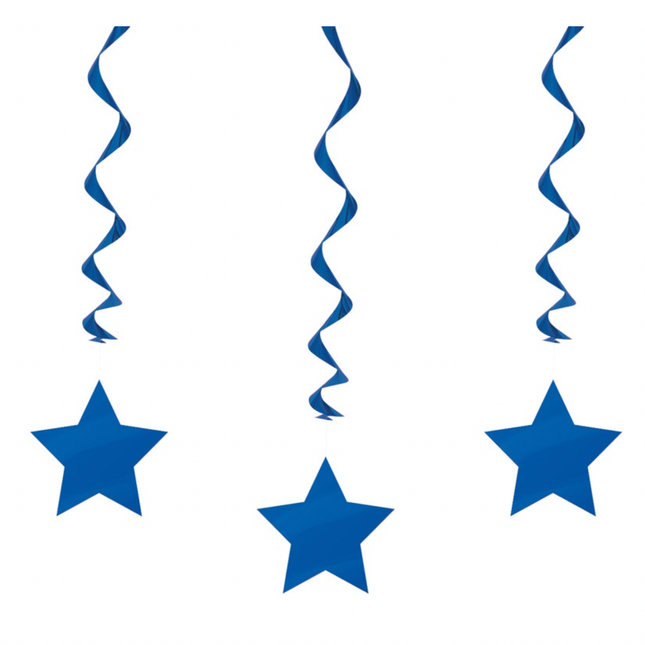 Royal Blue Solid Hanging Swirl Decorations, 26", 3ct