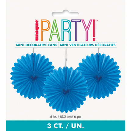 Royal Blue Tissue Paper Fans 6", 3ct