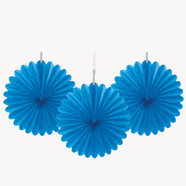 Royal Blue Tissue Paper Fans 6", 3ct