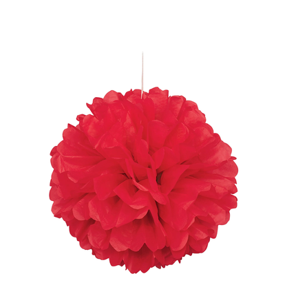 Ruby Red Solid Hanging Tissue Pom Pom 16"