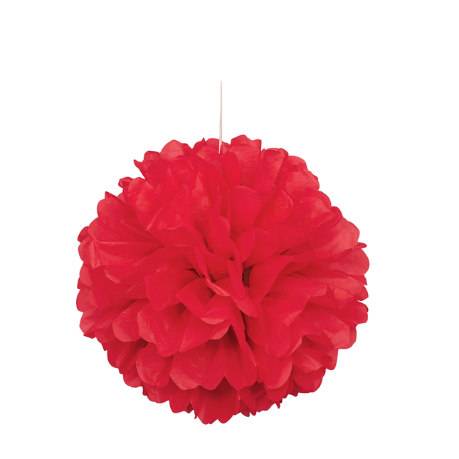 Ruby Red Solid Hanging Tissue Pom Pom 16"