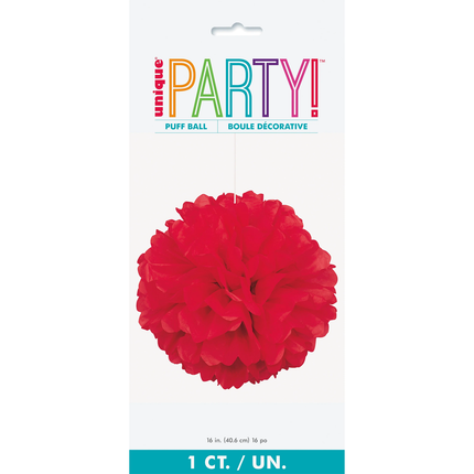 Ruby Red Solid Hanging Tissue Pom Pom 16"