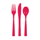 Ruby Red Solid Assorted Plastic Cutlery, 18ct