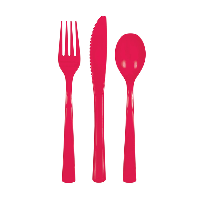 Ruby Red Solid Assorted Plastic Cutlery, 18ct