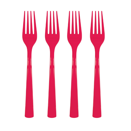 Ruby Red Solid Plastic Forks, 18ct