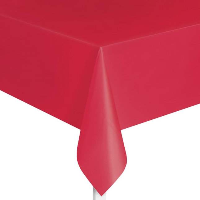 Ruby Red Solid Rectangular Plastic Table Cover, 54" x 108"