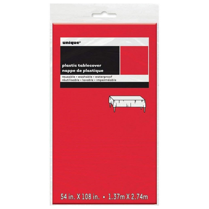 Ruby Red Solid Rectangular Plastic Table Cover, 54" x 108"