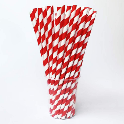 Ruby Red Striped Paper Straws, 40ct