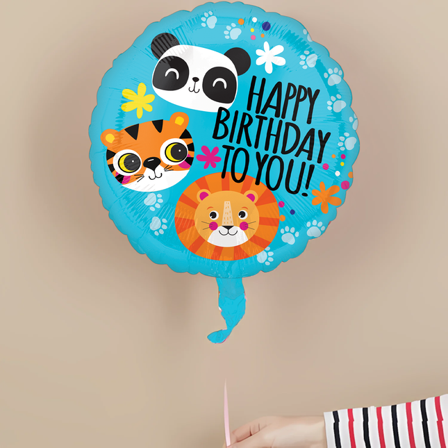 Safari Jungle Fun Birthday Round Foil Balloon 18 Inches