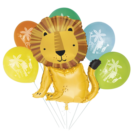 Safari Lion Giant Foil & Latex Balloon Bouquet Kit, 6pc