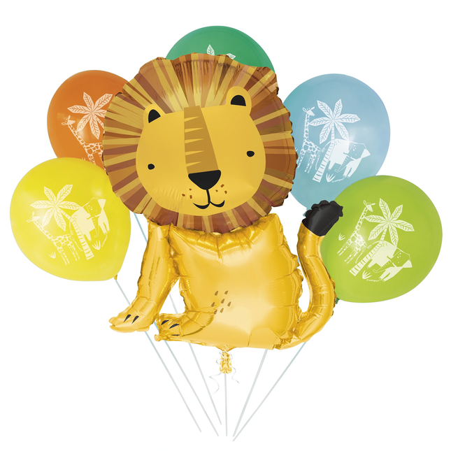 Safari Lion Giant Foil & Latex Balloon Bouquet Kit, 6pc