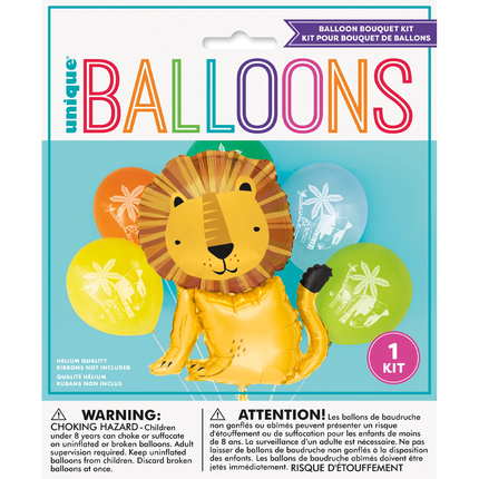 Safari Lion Giant Foil & Latex Balloon Bouquet Kit, 6pc