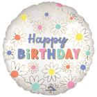 Satin Daisies Happy Birthday Foil Balloon 18