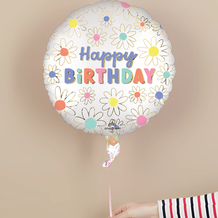 Satin Daisies Happy Birthday Foil Balloon 18"