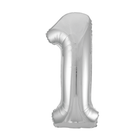 Silver 1 Number Foil Balloon 34