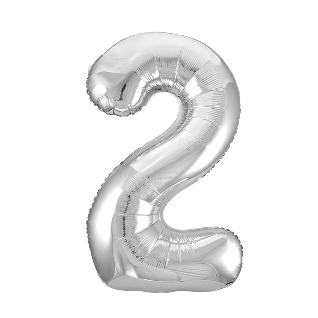 Silver 2 Number Foil Balloon 34"