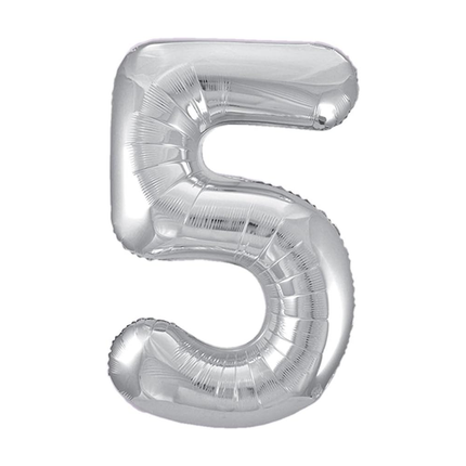 Silver 5 Number Foil Balloon 34"