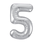 Silver 5 Number Foil Balloon 34