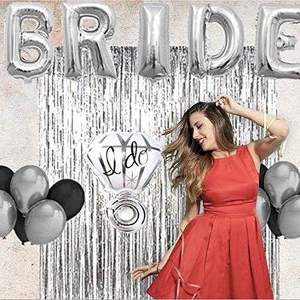 Silver Bride Foil Letter Balloon Banner Kit, 14"