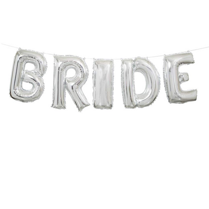 Silver Bride Foil Letter Balloon Banner Kit, 14"