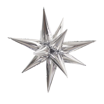 Silver Explosion Star Foil Balloon 22"