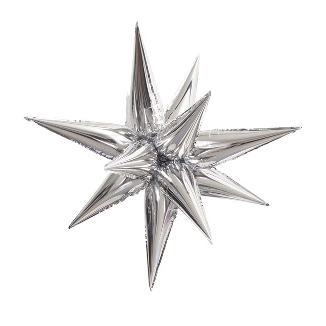 Silver Explosion Star Foil Balloon 22"