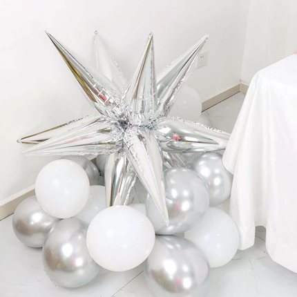 Silver Explosion Star Foil Balloon 22"