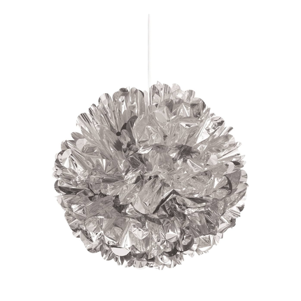 Silver Metallic Hanging Tissue Pom Pom 16"