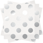 Silver Metallic Dots Beverage Napkins, 16ct