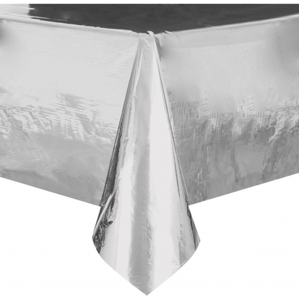 Silver Metallic Rectangular Table Cover, 54" x 108"