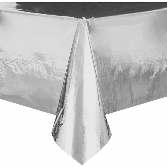 Silver Metallic Rectangular Table Cover, 54" x 108"