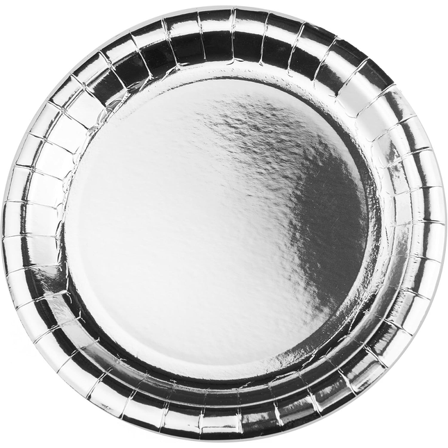 Silver Foil Round 9" Dinner Plates, 8ct