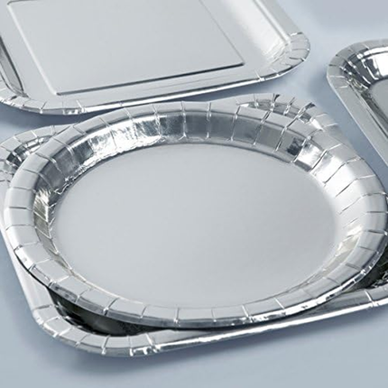 Silver Foil Round 9" Dinner Plates, 8ct