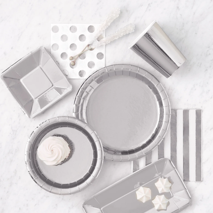 Silver Metallic Stripes Luncheon Napkins, 16ct