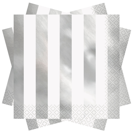 Silver Metallic set component: Silver Metallic Stripes Luncheon Napkins, 16ct