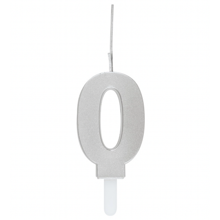 Silver Number 0 Sparkler-Topped Birthday Candle