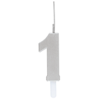 Silver Number 1 Sparkler-Topped Birthday Candle