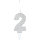 Silver Number 2 Sparkler-Topped Birthday Candle