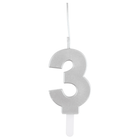 Silver Number 3 Sparkler-Topped Birthday Candle