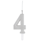 Silver Number 4 Sparkler-Topped Birthday Candle