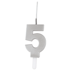 Silver Number 5 Sparkler-Topped Birthday Candle