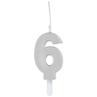 Silver Number 6 Sparkler-Topped Birthday Candle