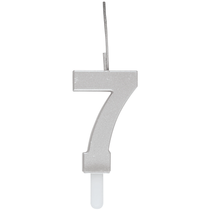 Silver Number 7 Sparkler-Topped Birthday Candle