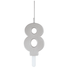 Silver Number 8 Sparkler-Topped Birthday Candle